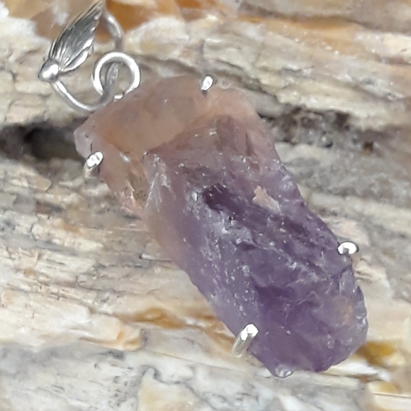 Natural Rough Ametrine Sterling Silver Pendant - Picture 2 of 4